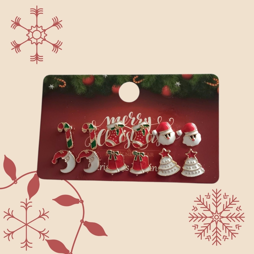 Pack 3 Christmas Earrings of Stockings & Santa Claus